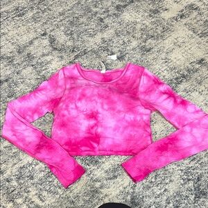 Lululemon Pink Tie-Dye Long Sleeve Crop Top